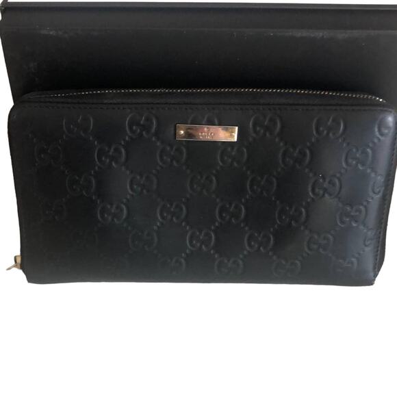 Gucci Black Guccissima Zip Around Long Wallet GG Signature leather - Picture 1 of 12